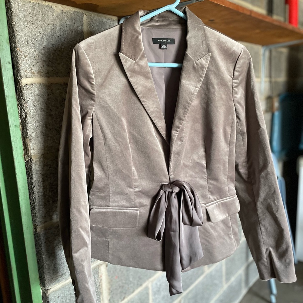 Ann Taylor Gray Blazer with Tie Waist